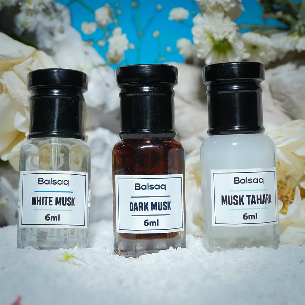 Musk Attars Combo Set - Pack of 3 | Musk Tahara | White Musk | Dark Musk