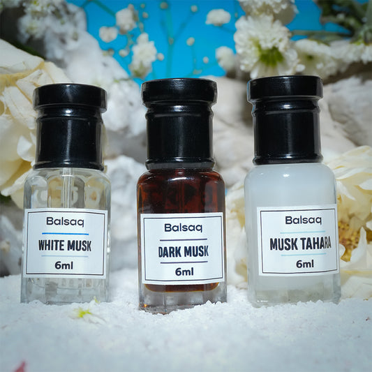 Musk Attars Combo Set - Pack of 3 | Musk Tahara | White Musk | Dark Musk