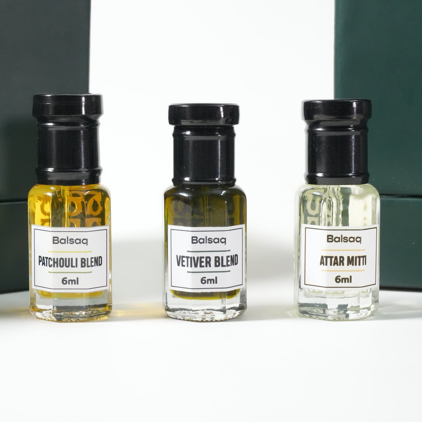 Nature Inspired Attars Combo Set - Pack of 3 | Vetiver Blend | Attar Mitti | Patchouli Blend